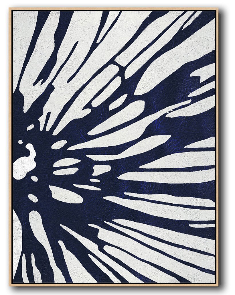 Buy Hand Painted Navy Blue Abstract Painting Online - Acrylic Paintings For Sale Huge